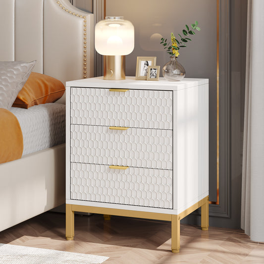 Honeycomb 3 Drawer Modern Bedside Table US