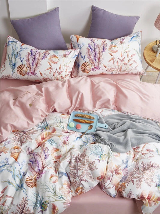 Pastel Reef Duvet Cover Set (Long-staple Sateen Cotton)