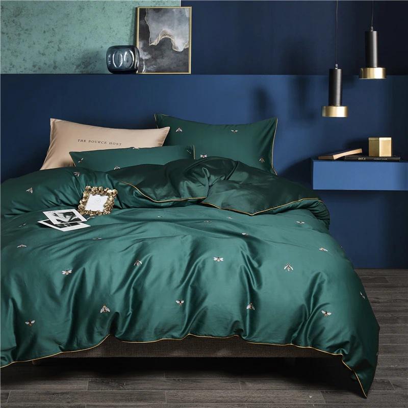 Emerald Apiary Duvet Cover Set (Long-staple Sateen Cotton)