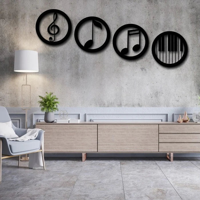 Music Note Metal Wall Art (4 Pieces)