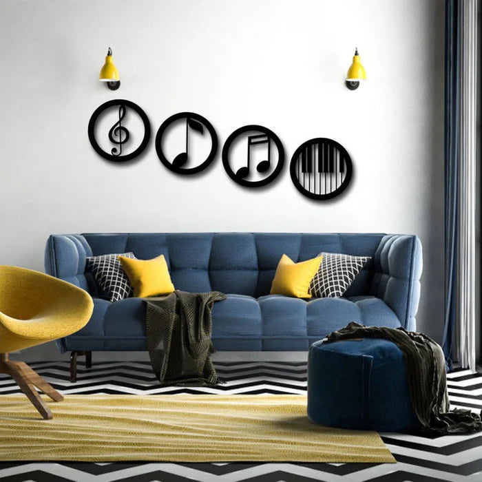 Music Note Metal Wall Art (4 Pieces)