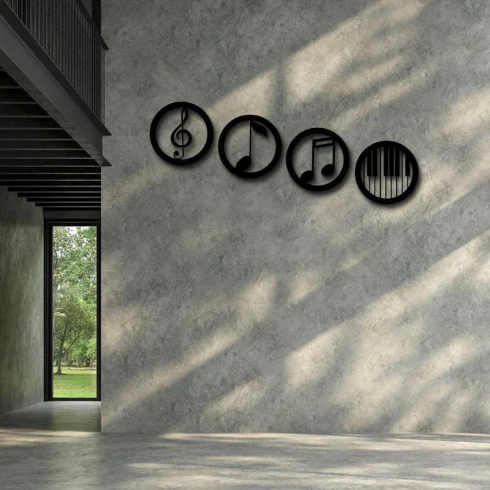 Music Note Metal Wall Art (4 Pieces)