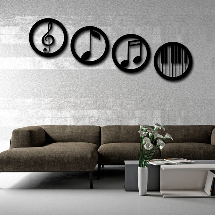 Music Note Metal Wall Art (4 Pieces)