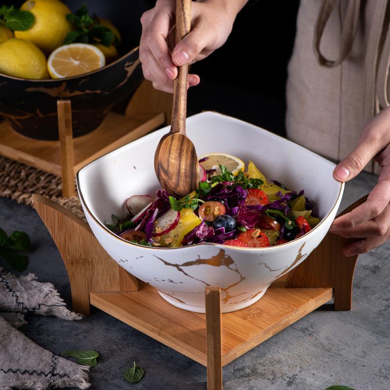 Sora Salad Bowl With Wooden Base