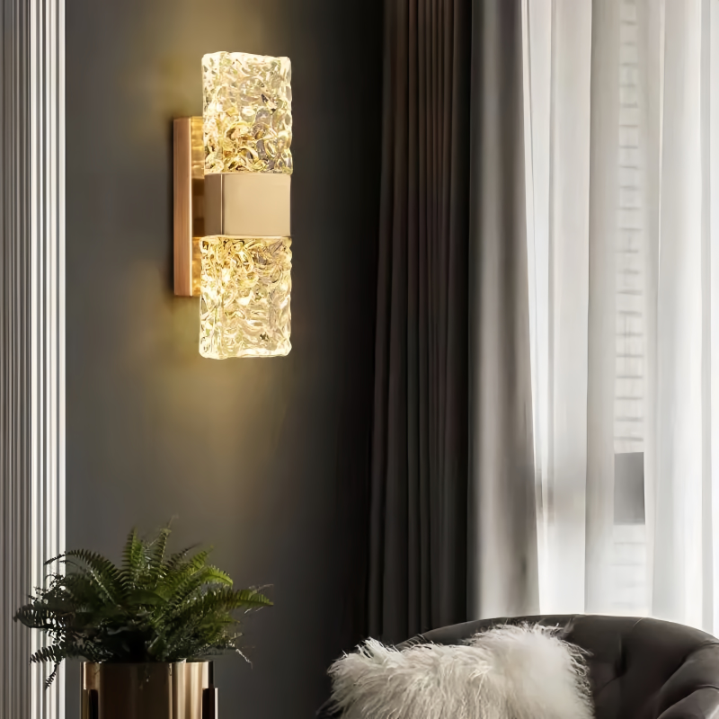 Antheia Crystal & Brass Twin-Light Sconce
