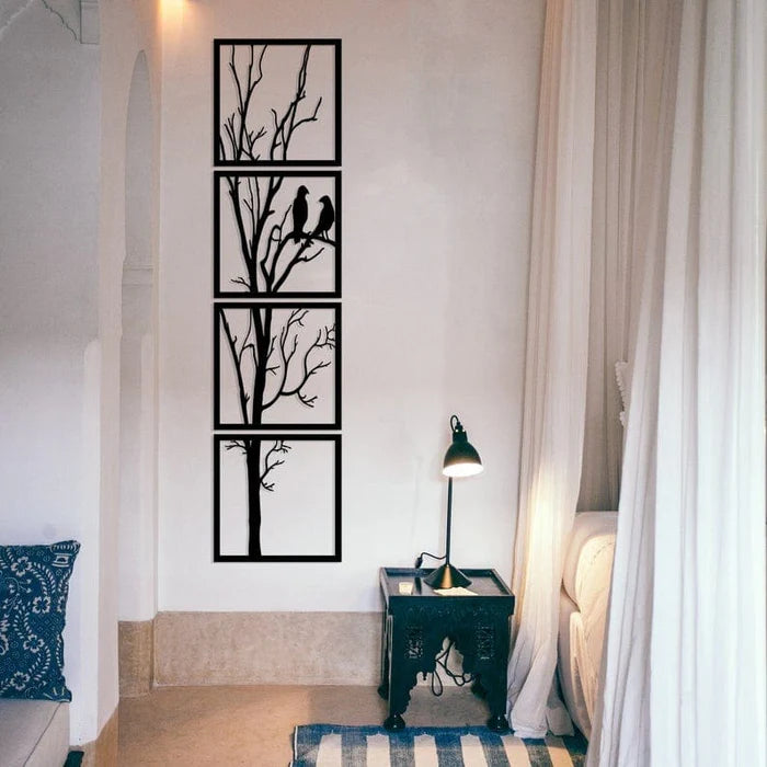 Winter Arbor Silhouette Metal Wall Art (4 Pieces)