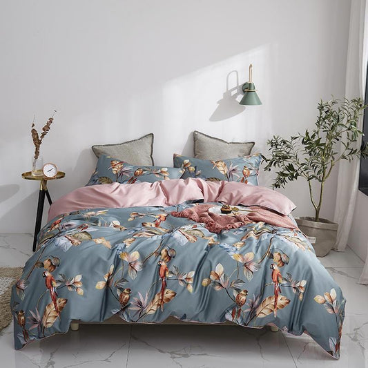 Parrot & Petal Duvet Cover Set (Long-staple Sateen Cotton)