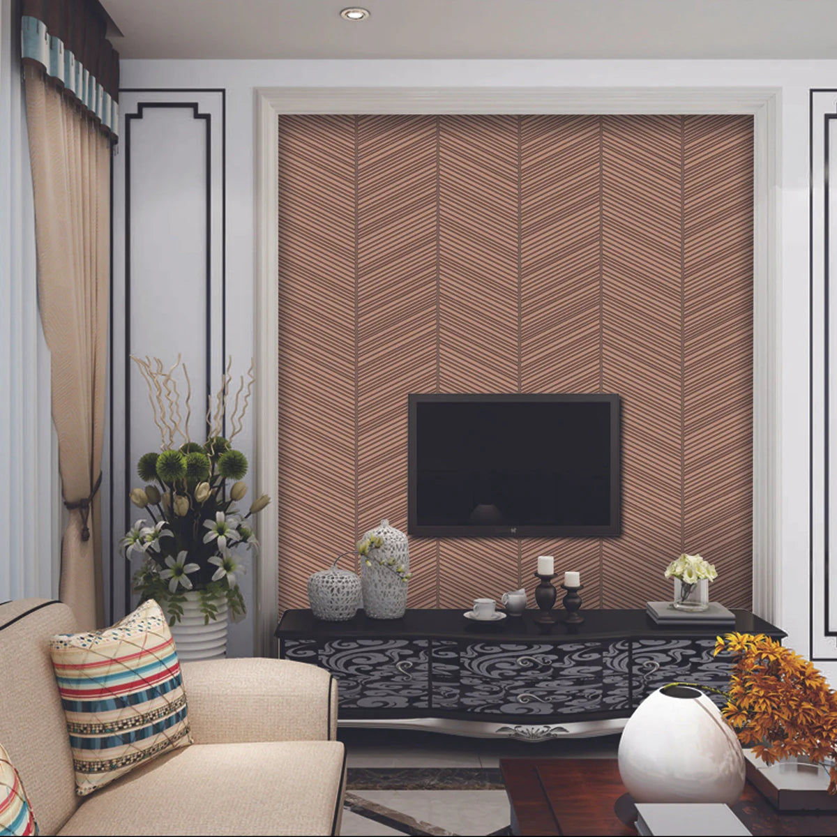 Chevron Crest Suede Wallpaper