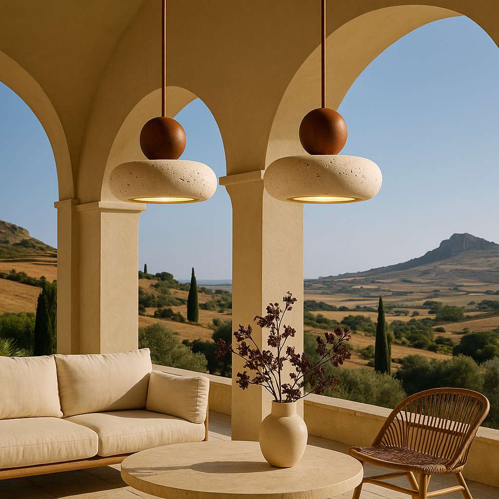 Eteria Stone & Wood Pendant Lamp - KaveCore