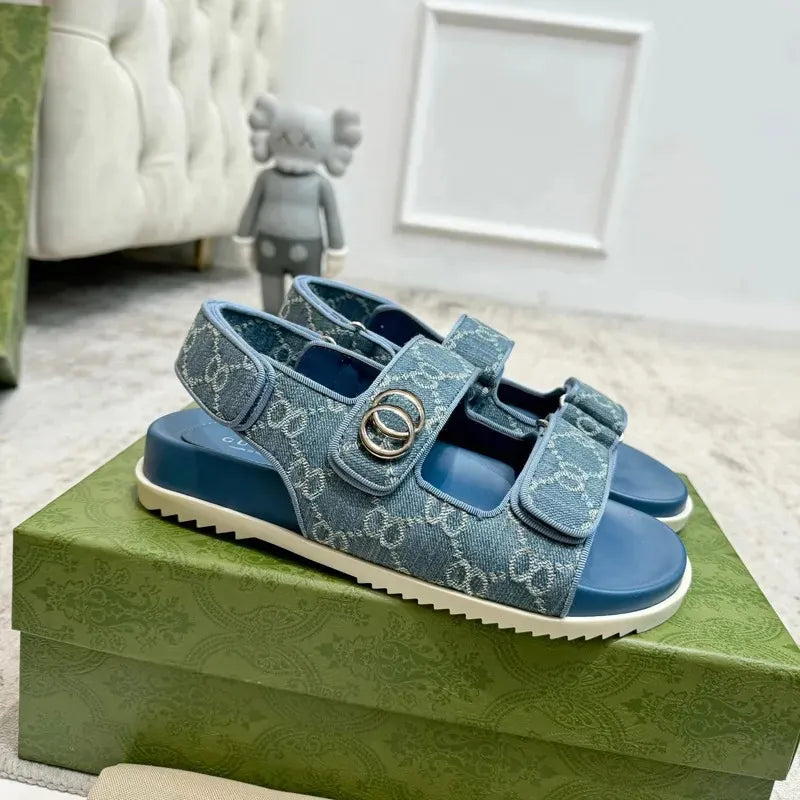 Designer Sandals Slippers Platform Canvas Flat Mules