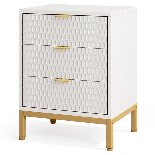Honeycomb 3 Drawer Modern Bedside Table US