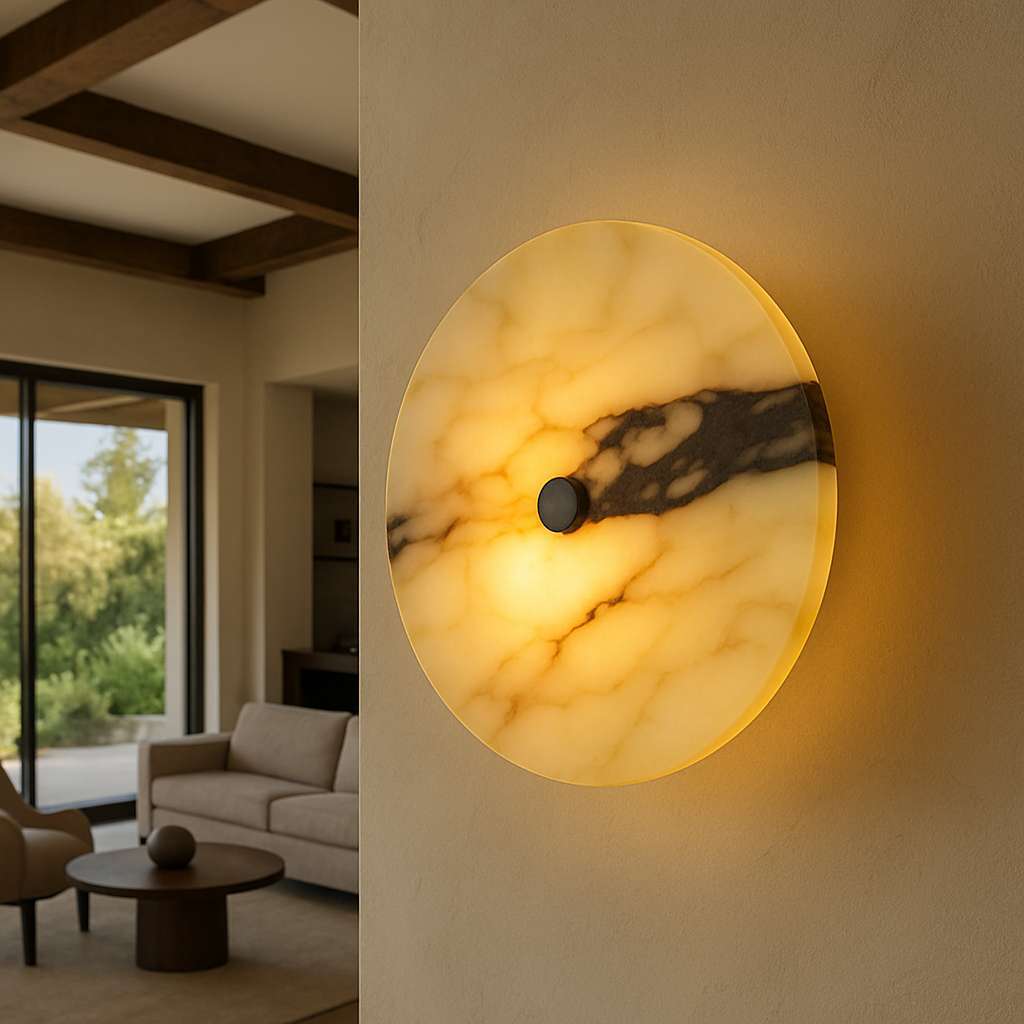 Moondisk Elegant Veined Marble Wall Lamp - KaveCore