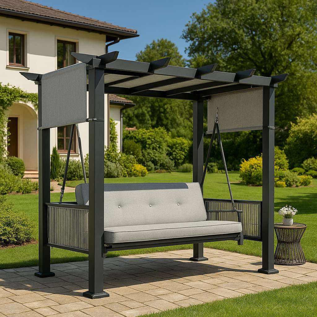 Outdoor Swing Chair With Curtains US - KaveCore