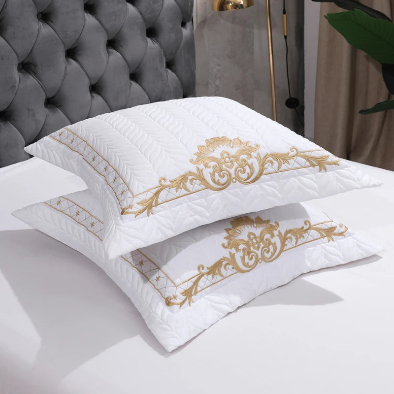 The Grand Marquise White and Gold Duvet Cover Set (Long-staple Sateen Cotton)