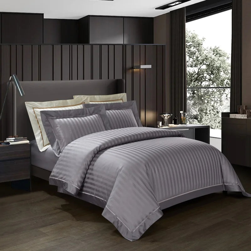 Savoy Characoal Duvet Cover Set (Long-staple Sateen Cotton)