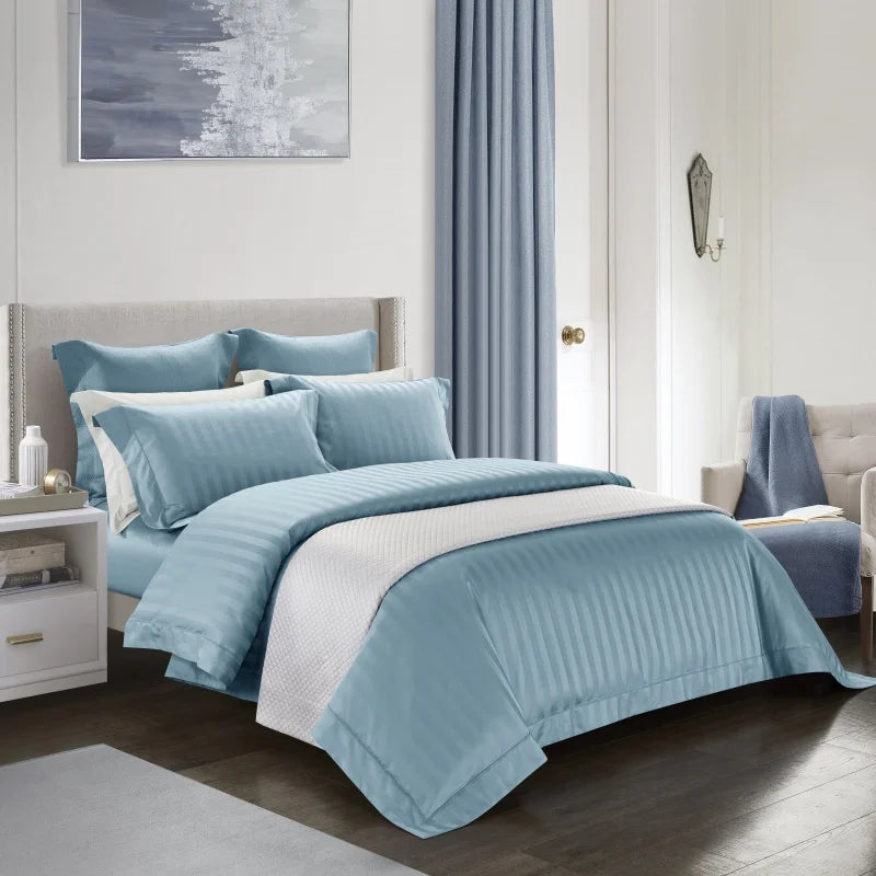Savoy Azure Duvet Cover Set (Long-staple Sateen Cotton)
