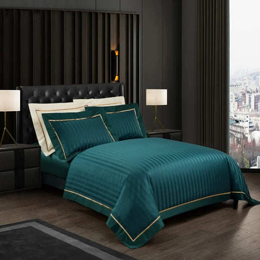 Savoy Emerald Green Duvet Cover Set (Long-staple Sateen Cotton)