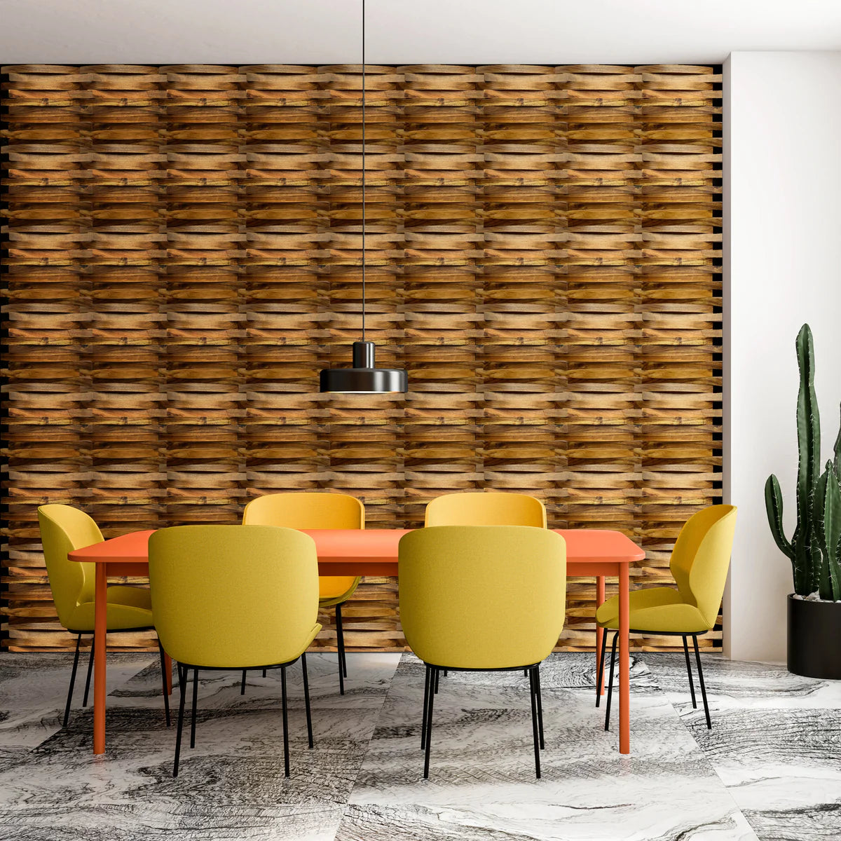SerenCurve Wood Mosaic Wall Panel