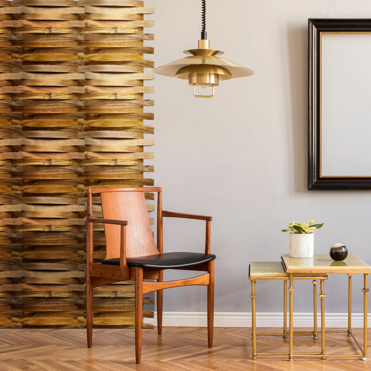 SerenCurve Wood Mosaic Wall Panel