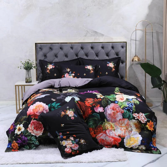 Opus Botanica Midnight Bloom Duvet Cover Set (Long-staple Sateen Cotton)
