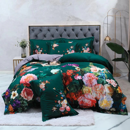 Royal Orchid Garden Duvet Cover Set (Long-staple Sateen Cotton)