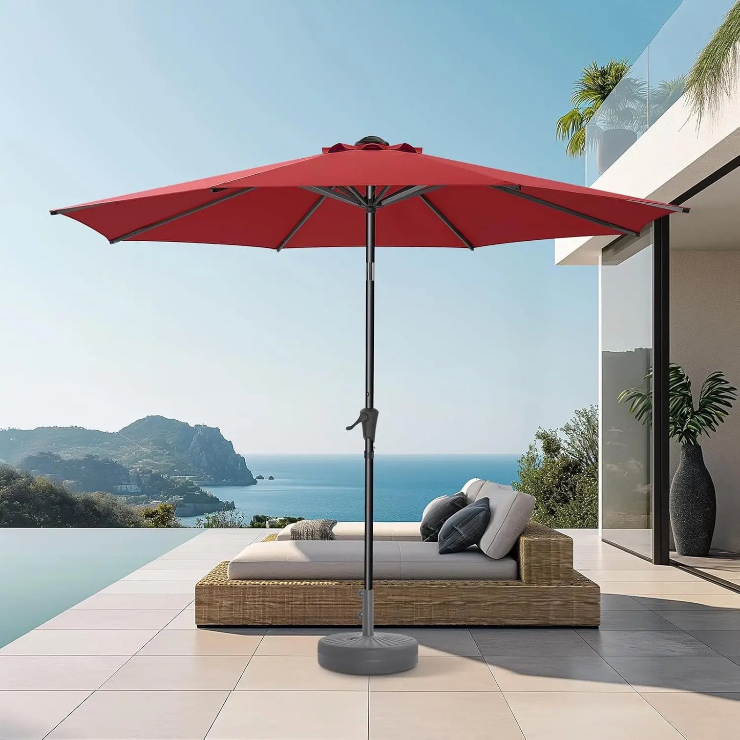 Coastal Haven 9ft Patio Umbrella – UV Shield with Elegant Tilt US - KaveCore