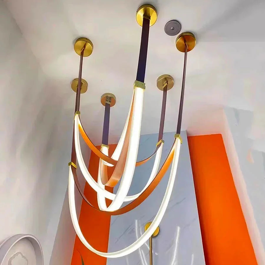 Opus Noir Leather-Strap LED Chandelier