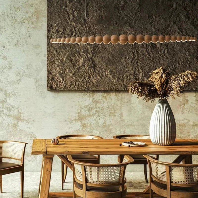 Wooden Orb Wave Chandelier