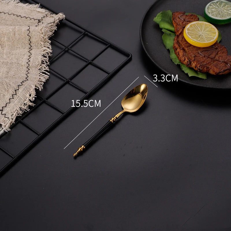 Prestige Imperial Black & Gold Cutlery Set
