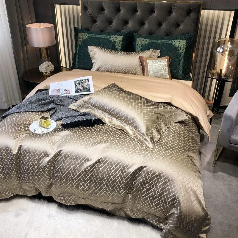 Opaline Diamond Touch Duvet Cover Set (Long-staple Sateen Cotton)