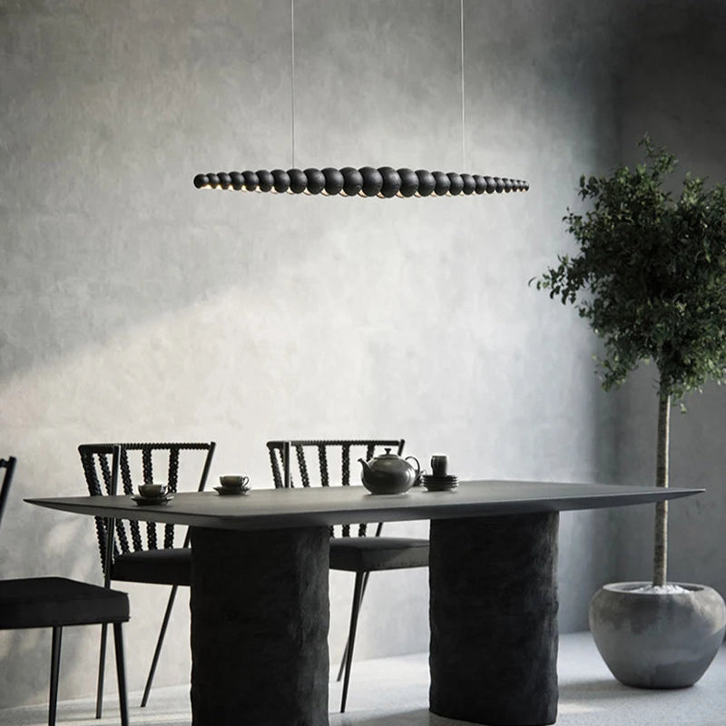 Wooden Orb Wave Chandelier