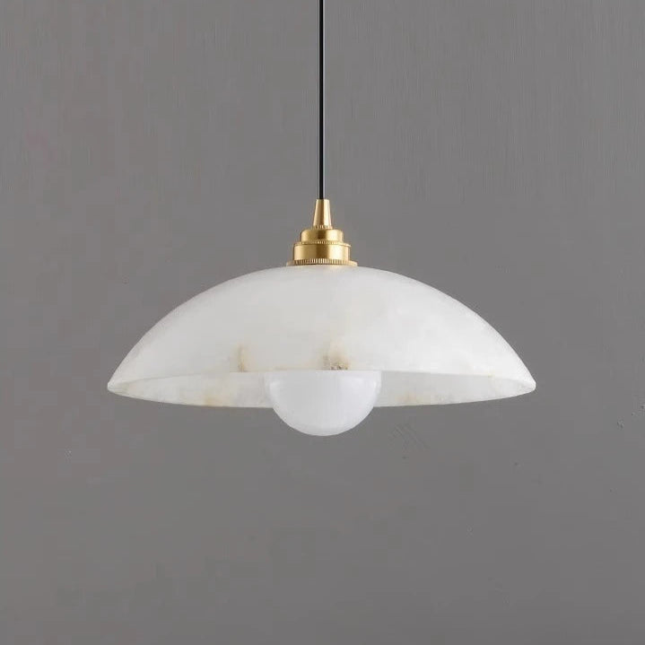 The Seraphina Luxe Pendant — Carved Marble with Vintage Brass Suspension