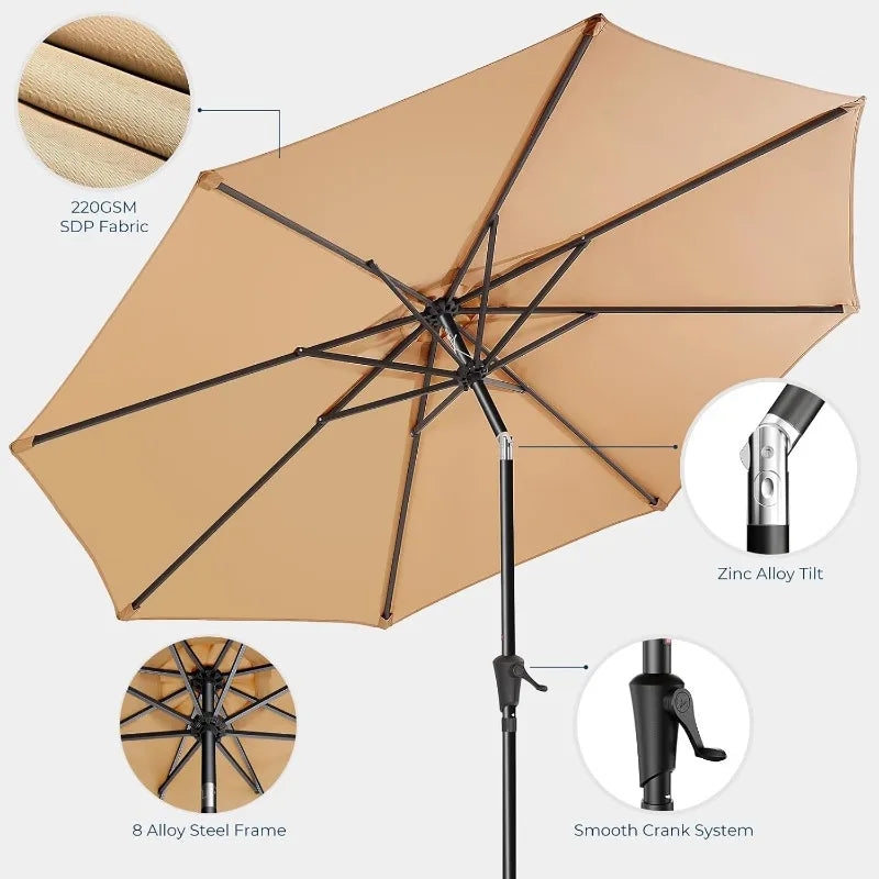 Coastal Haven 9ft Patio Umbrella – UV Shield with Elegant Tilt US - KaveCore
