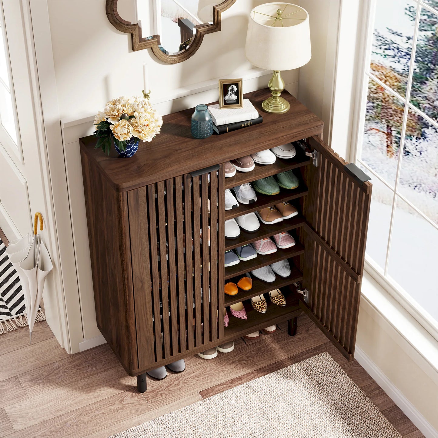 Oslo Walnut Shoe Cabinet US