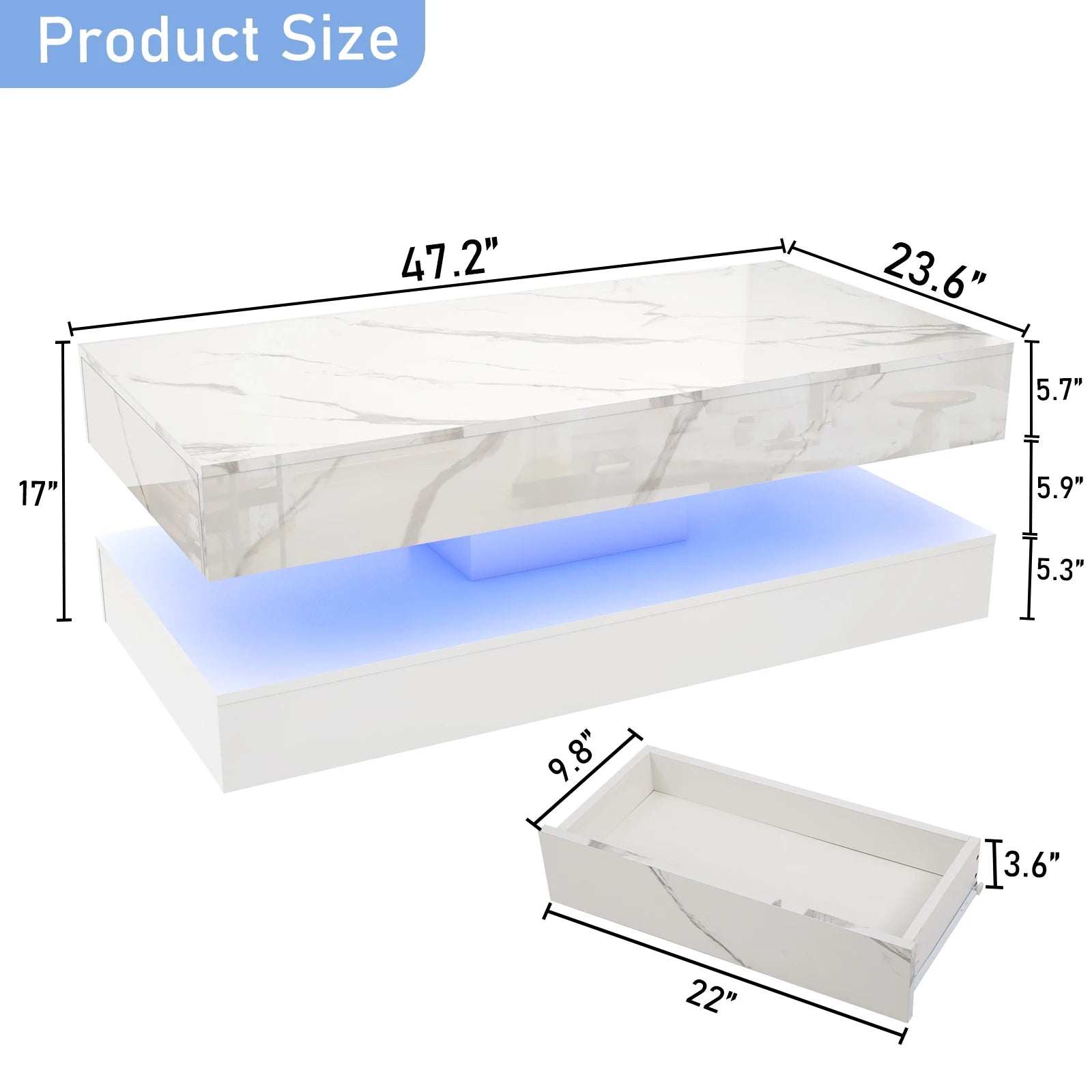 Clyvane Dual-Layer Illuminated Coffee Table US - KaveCore