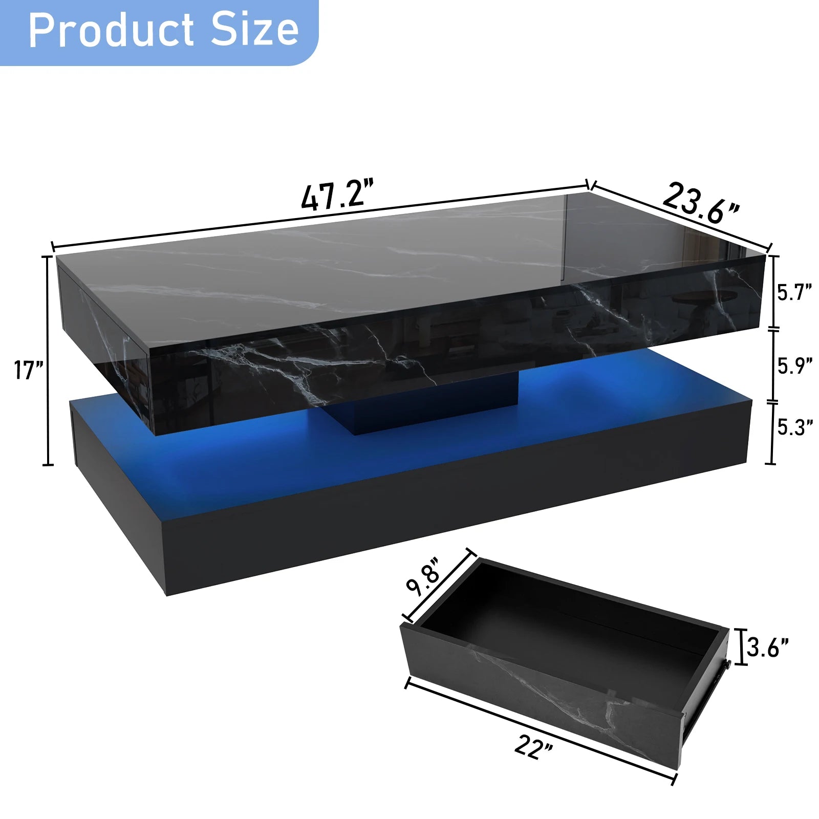 Clyvane Dual-Layer Illuminated Coffee Table US - KaveCore
