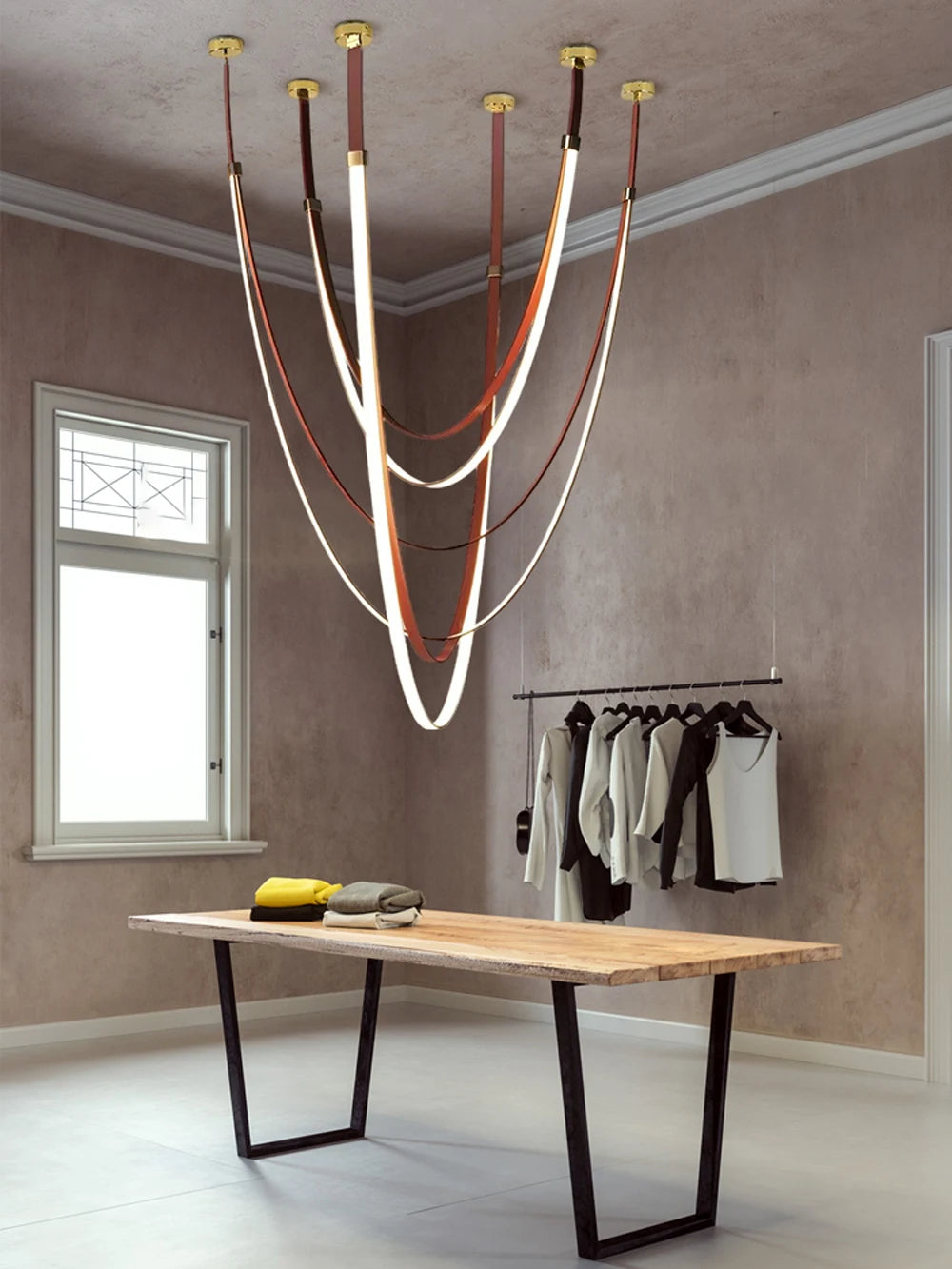 Opus Noir Leather-Strap LED Chandelier