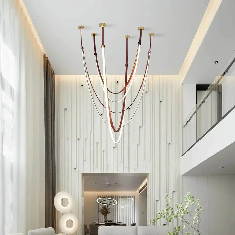 Opus Noir Leather-Strap LED Chandelier