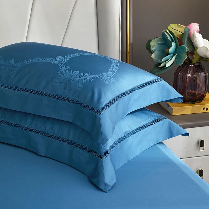 Empress Medallion Sapphire Duvet Cover Set (Long-Staple Sateen Cotton)