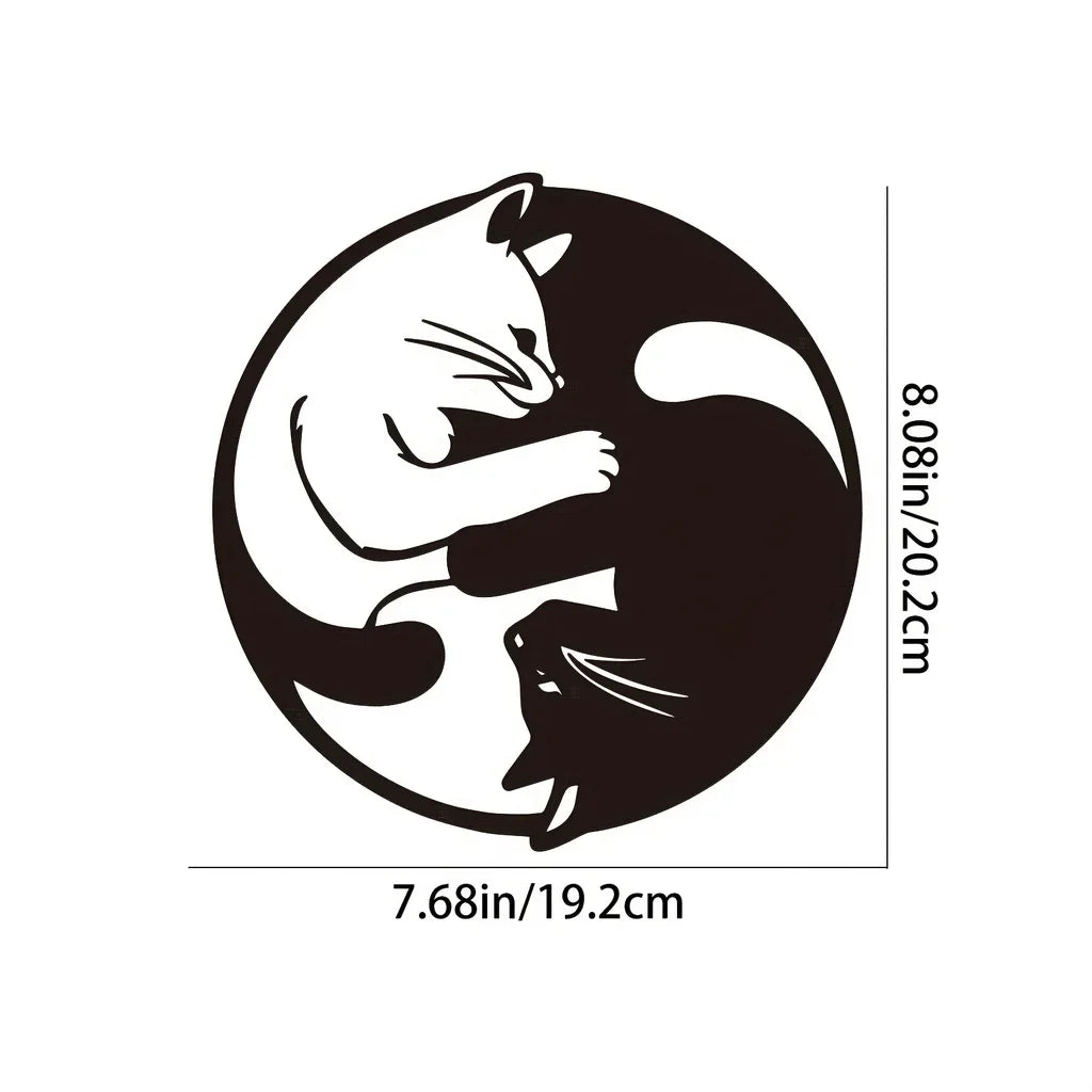 Yin Yang Two Cats Metal Wall Art