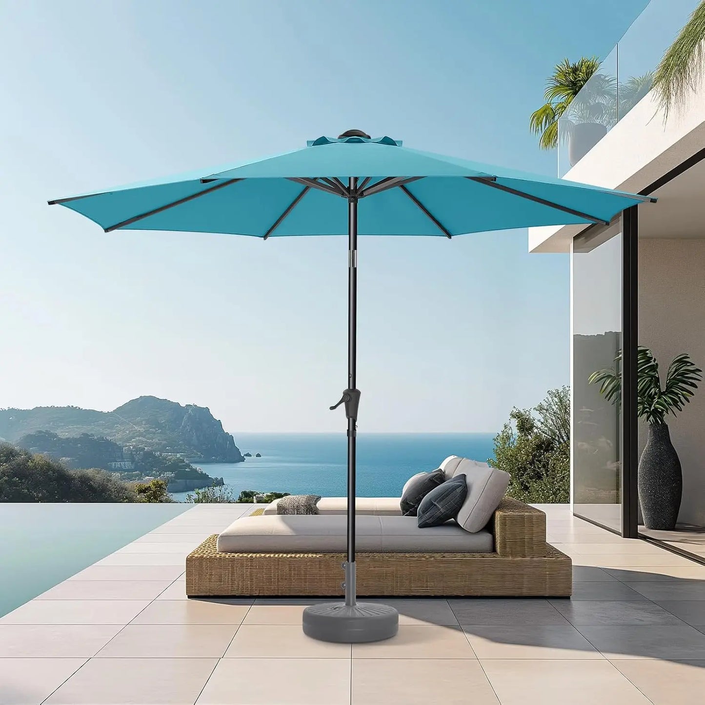 Coastal Haven 9ft Patio Umbrella – UV Shield with Elegant Tilt US - KaveCore