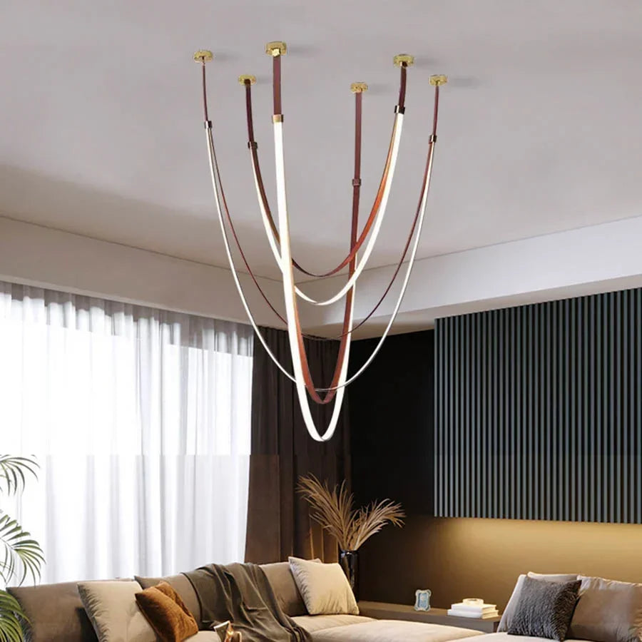 Opus Noir Leather-Strap LED Chandelier