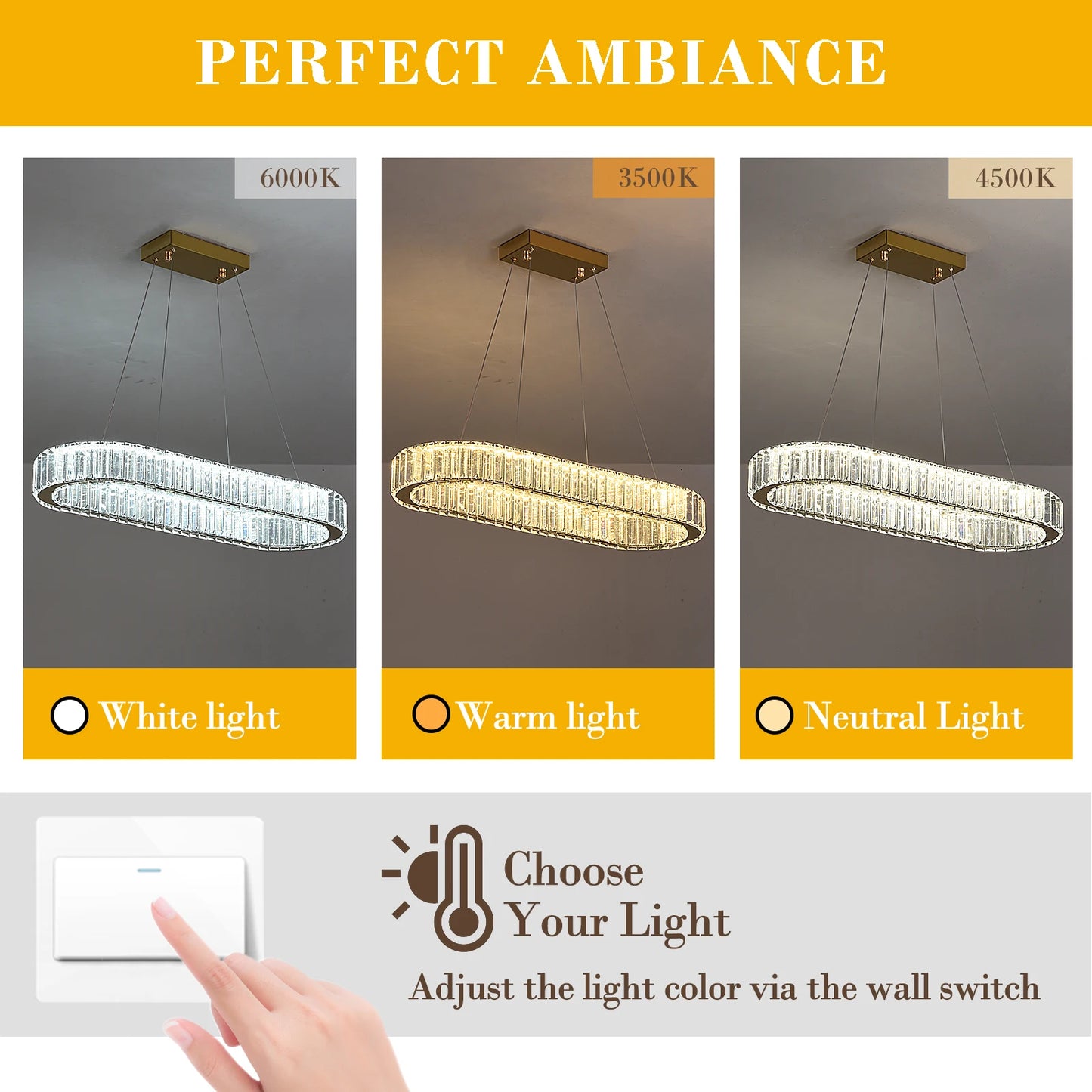 Oval Crystal LED Chandelier - KaveCore