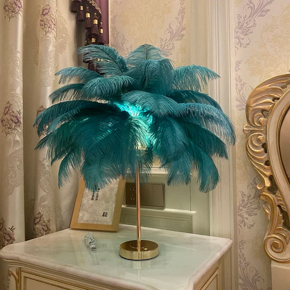 Palmira Feather Table Lamp - KaveCore