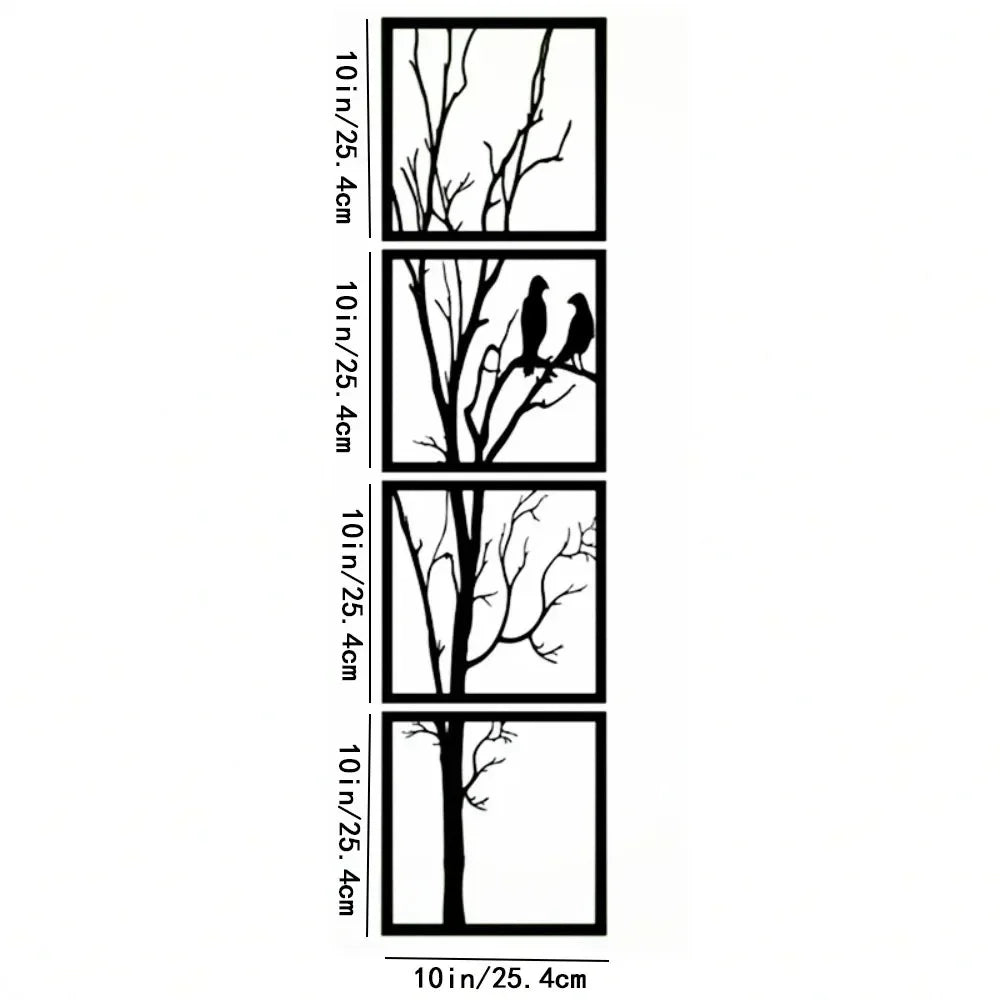 Winter Arbor Silhouette Metal Wall Art (4 Pieces)