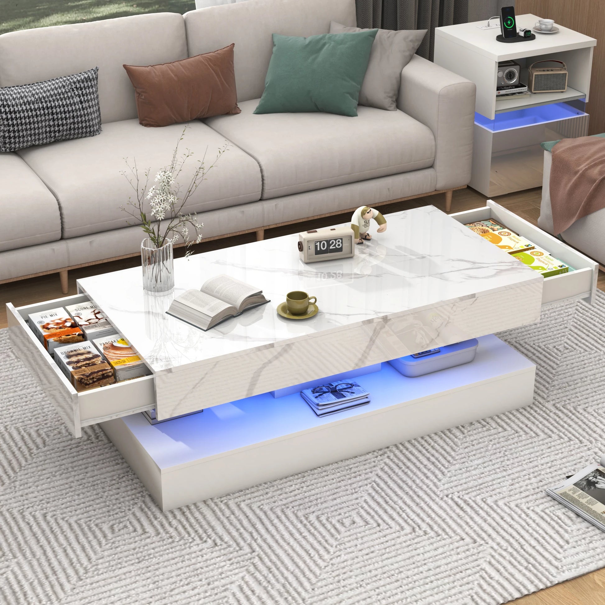 Clyvane Dual-Layer Illuminated Coffee Table US - KaveCore