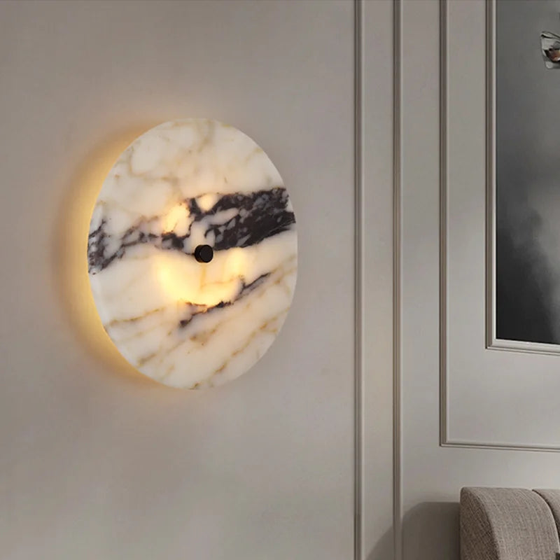 Moondisk Elegant Veined Marble Wall Lamp - KaveCore