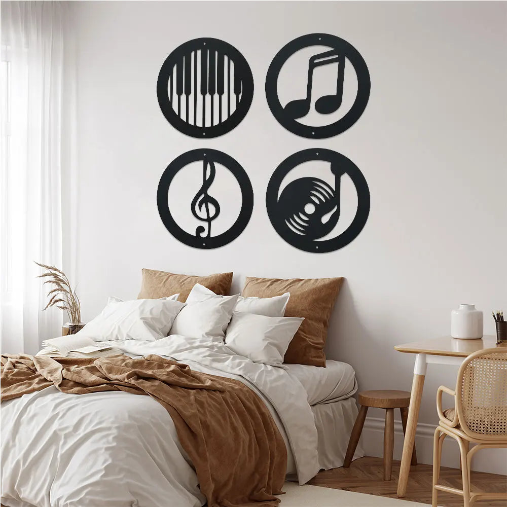 Music Note Metal Wall Art (4 Pieces)