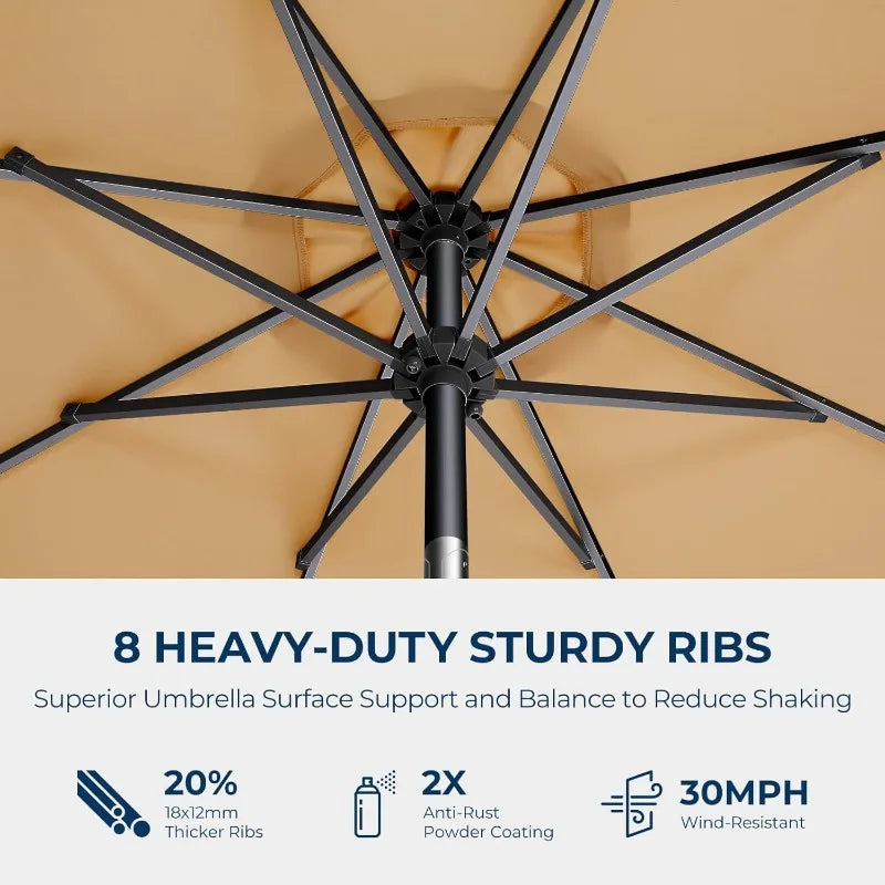 Coastal Haven 9ft Patio Umbrella – UV Shield with Elegant Tilt US - KaveCore