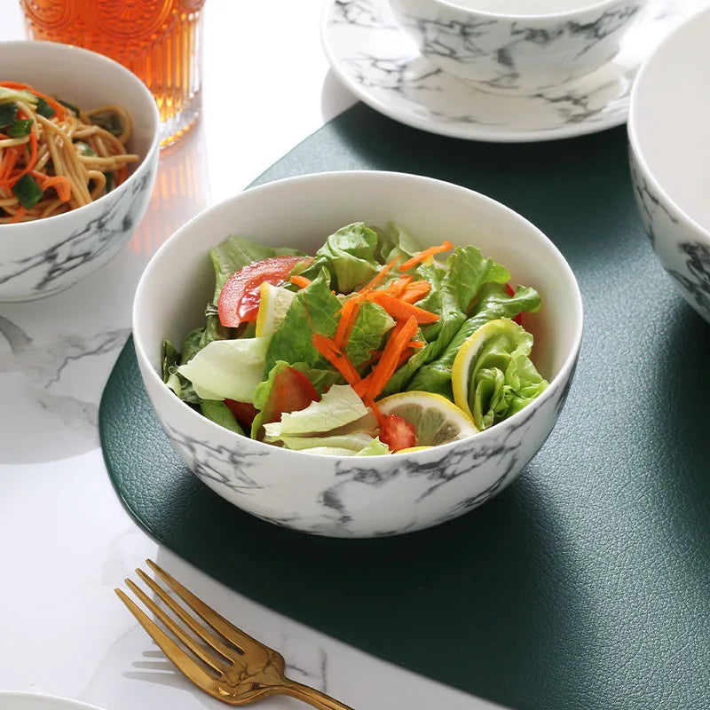 Valente Porcelain Marble Bowls (Set of 3)